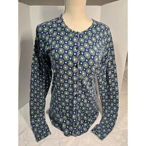 Academia Merona L Women's Cardigan Button Down Geometric Career Preppy Retro